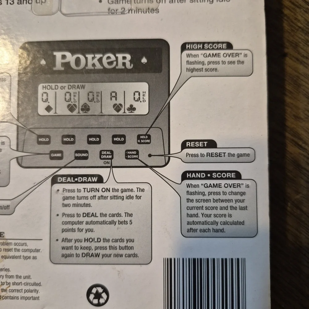 NIP Handheld Electronic Poker 5 Games in One Draw*Deuces*Bonus*2xBonus& 2x2Bonus
